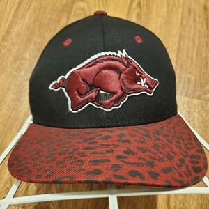 Vintage Arkansas Razorbacks Hat Cap Adult Snapback‎ Black Wool Zephyr Y2K